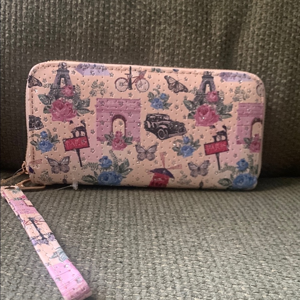 Paris Floral Print Wallet